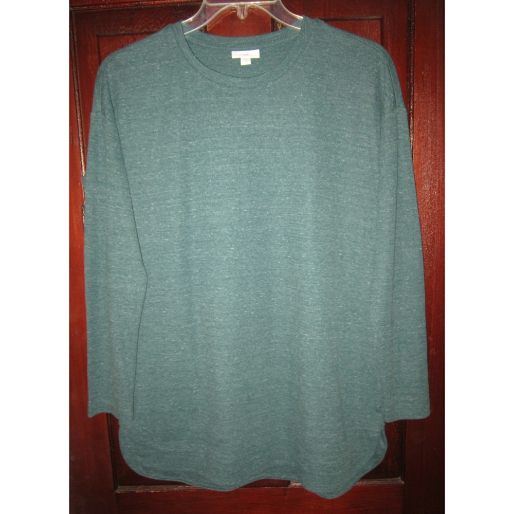 J. Jill S Tall Knit Tunic Top Shirt Oversized Pockets Pullover Cotton Soft Green